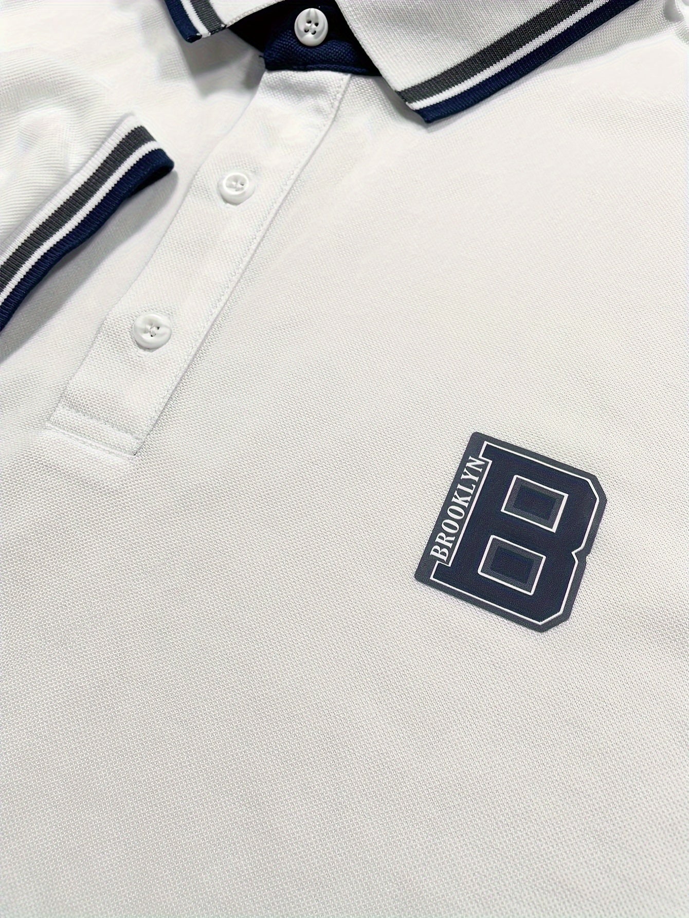 Men's Trendy Simple Letter Print Color Block Short Sleeve Button Up Lapel Shirt For Summer Daily, Golf Shirt