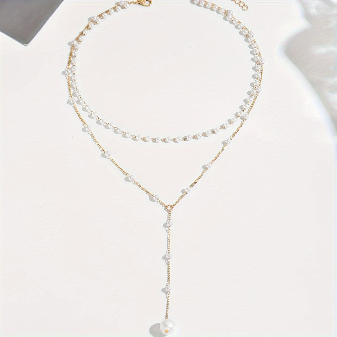 Boho 1-Piece Necklace Set with Pearl-inspired