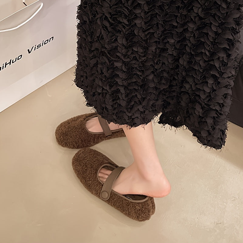 Timeless Red Faux Fur Flats with Slip-On
