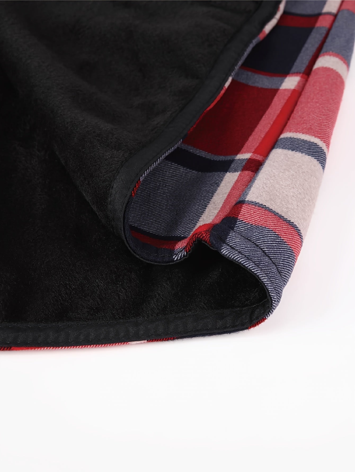 Men's Fleece-Lined Hoodie - Casual & Sporty, Plaid Pullover with Button Detail, Long Sleeve, Loose Fit for Fall/Winter