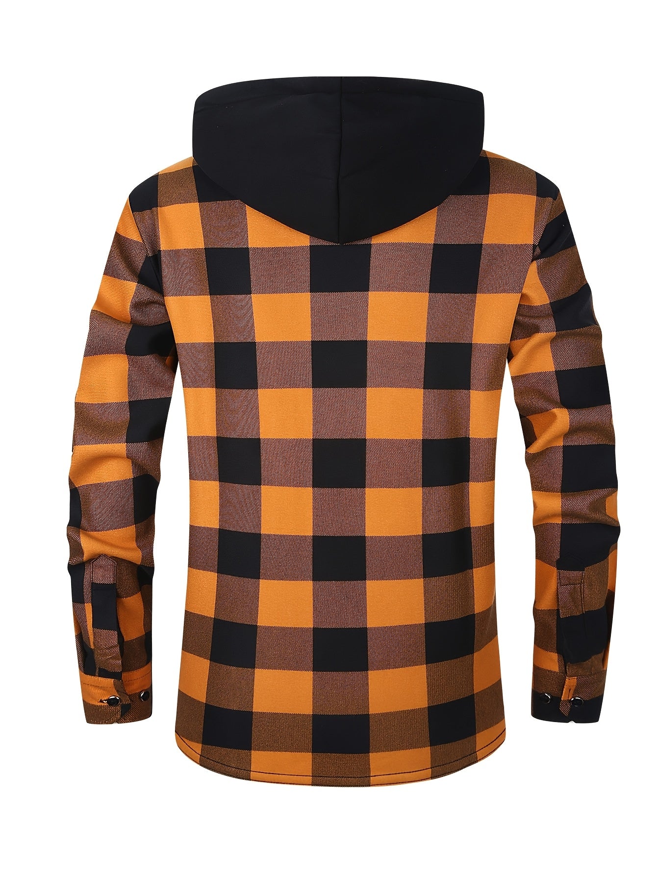 Men's Fleece-Lined Hoodie - Casual & Sporty, Plaid Pullover with Button Detail, Long Sleeve, Loose Fit for Fall/Winter