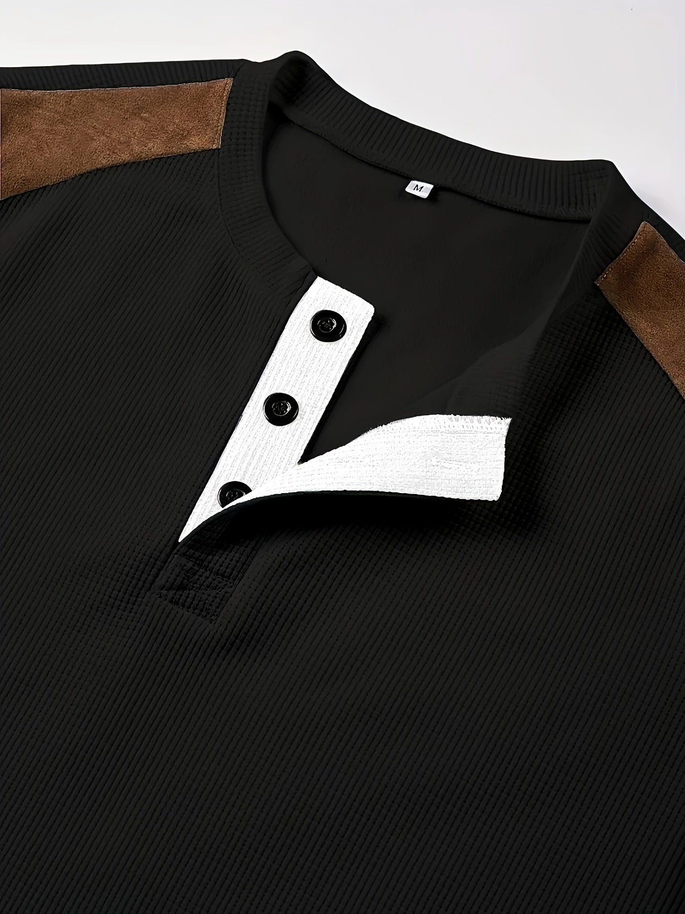 Men'S Waffle Texture Two-Tone Henley Shirt - Casual Summer Short Sleeve, Round Neck, Non-Stretch Fabric