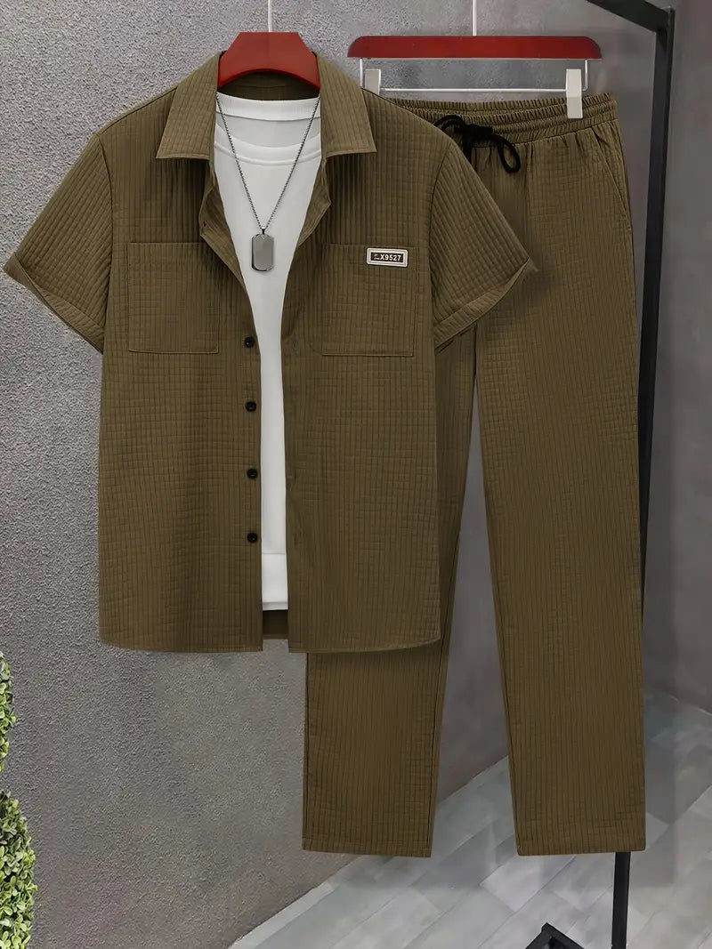 Polyester Button-Up Short Sleeve Shirt