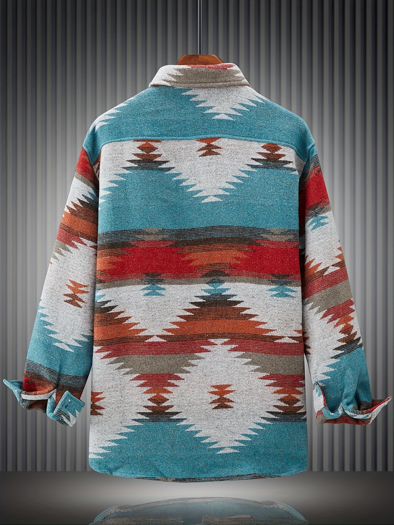 Various Pattern Men's Casual Long Sleeve Lapel Shirt, Men's Thick Outwear For Fall Winter