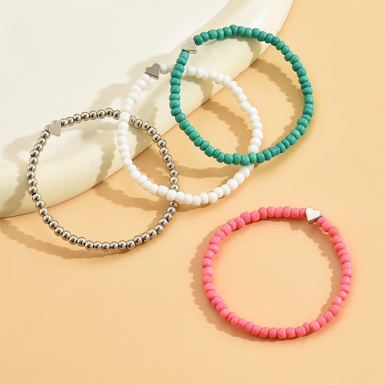 Boho 4-Piece Necklace & Bracelet Set with Polished finish
