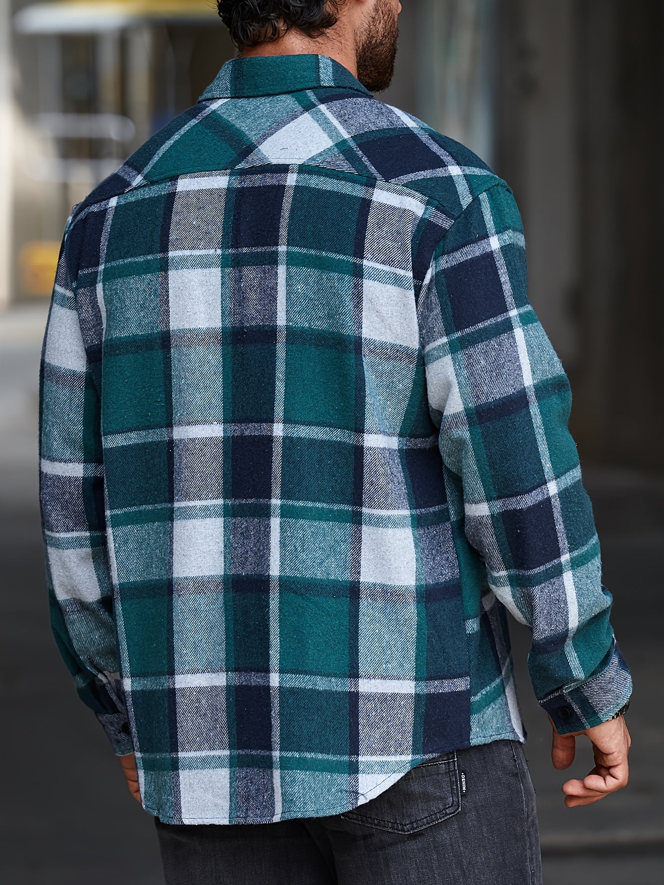 Men's Casual Flannel Shirt Coat - Solid Color Lapel Button-Up with Chest Pocket, Machine Washable Non-Stretch Fabric, Regular Fit Autumn Winter Outerwear, Autumn Apparel, Flannel, Long Sleeve Button Casual Shirt