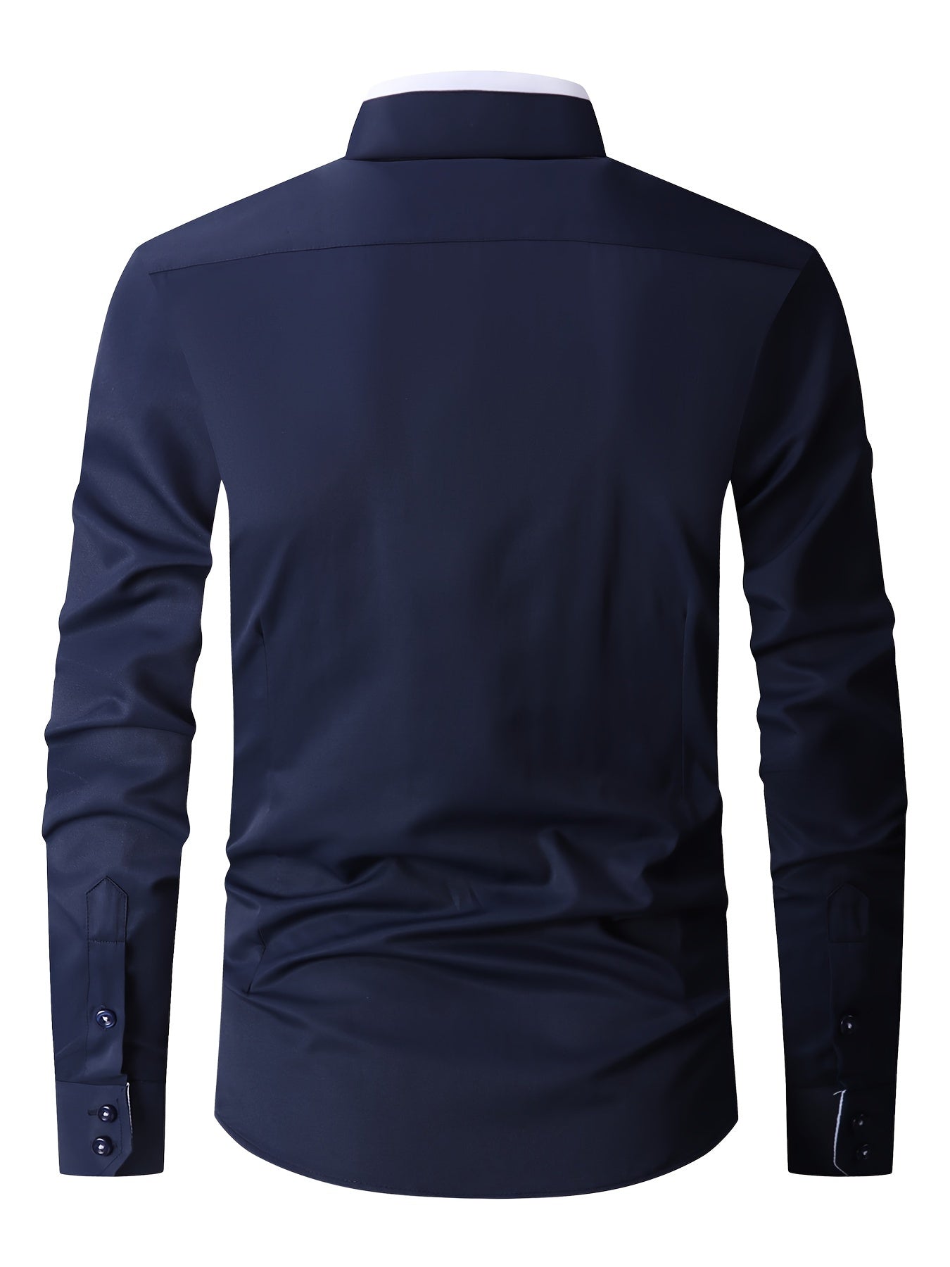 Men's Contrast Collar Design Lapel Collar Design Dress Shirts, Long Sleeve Casual Button Up Shirt For Formal Occasions