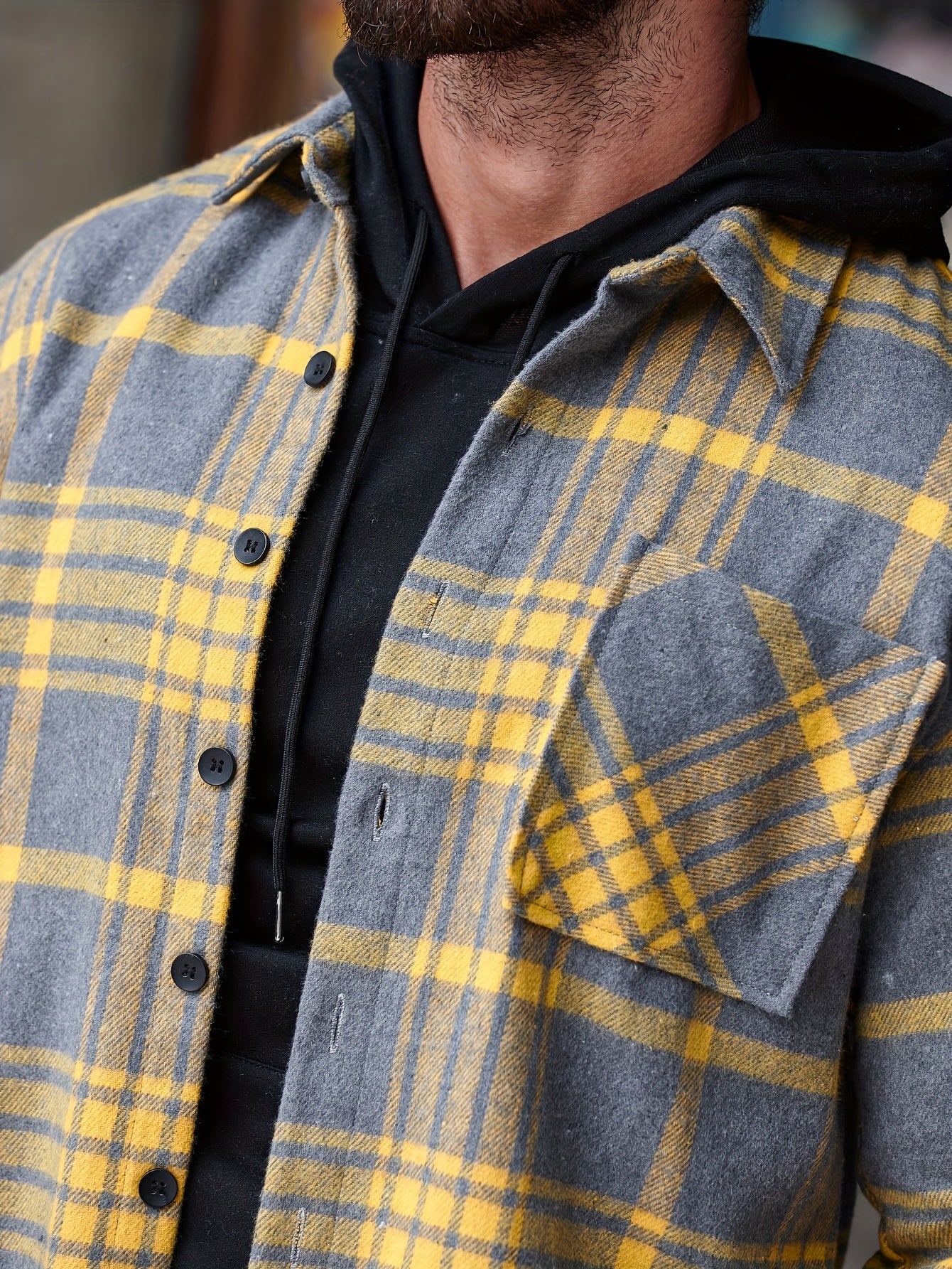 Men's Casual Flannel Shirt Coat - Solid Color Lapel Button-Up with Chest Pocket, Machine Washable Non-Stretch Fabric, Regular Fit Autumn Winter Outerwear, Autumn Apparel, Flannel, Long Sleeve Button Casual Shirt