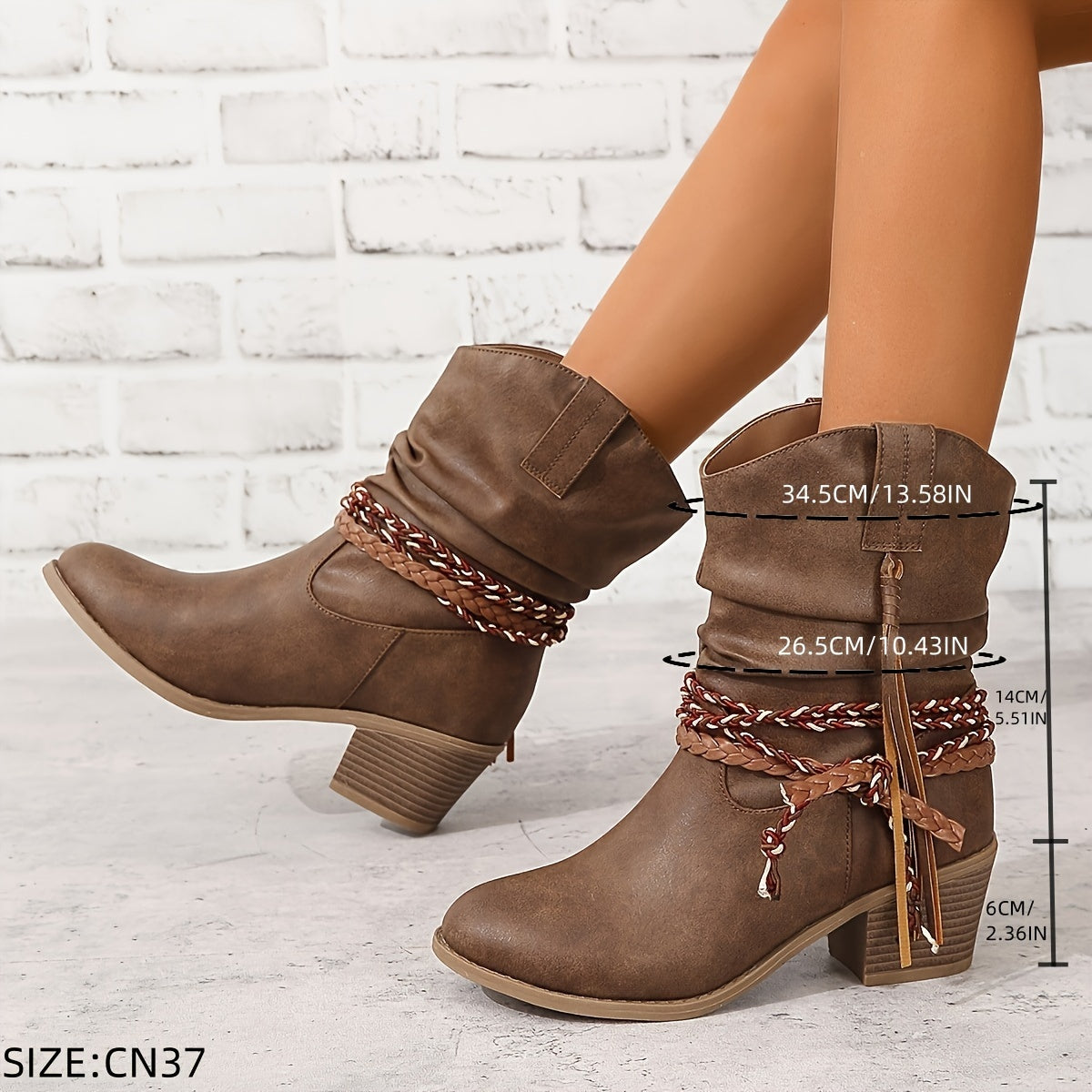 Timeless Red Animal Faux Fur Block Heel Boots with Block Heel