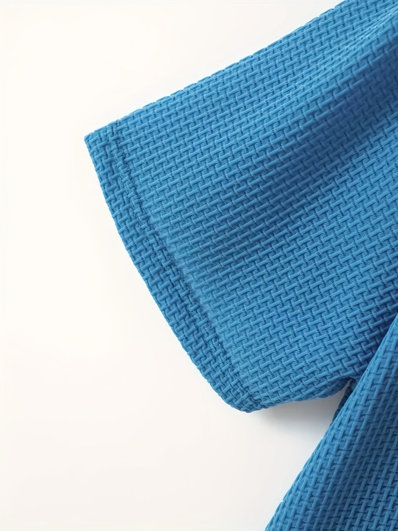 Men's Solid Color Waffle Knit T-Shirt - Breathable Stretch Fabric, Moisture-Wicking Round Neck Short Sleeve Tee for Summer Outdoor Sports & Casual Wear