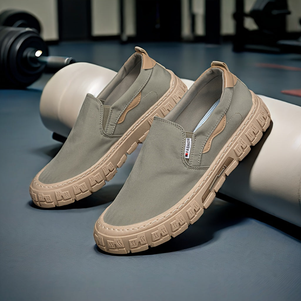 Men's Solid Casual Skate Shoes With Canvas Uppers, Breathable Non Slip Lace-up Versatile Shoes For Outdoor Casual, Men's Street Style Footwear