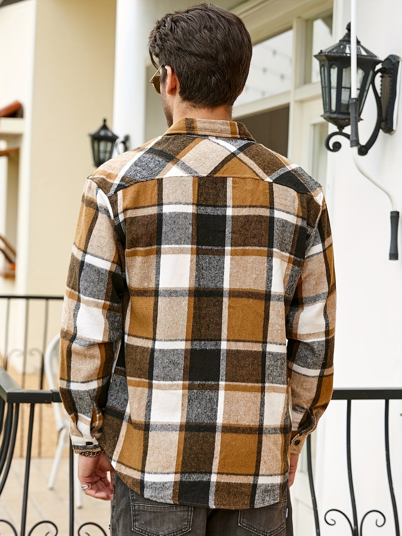 Men's Casual Flannel Shirt Coat - Solid Color Lapel Button-Up with Chest Pocket, Machine Washable Non-Stretch Fabric, Regular Fit Autumn Winter Outerwear, Autumn Apparel, Flannel, Long Sleeve Button Casual Shirt