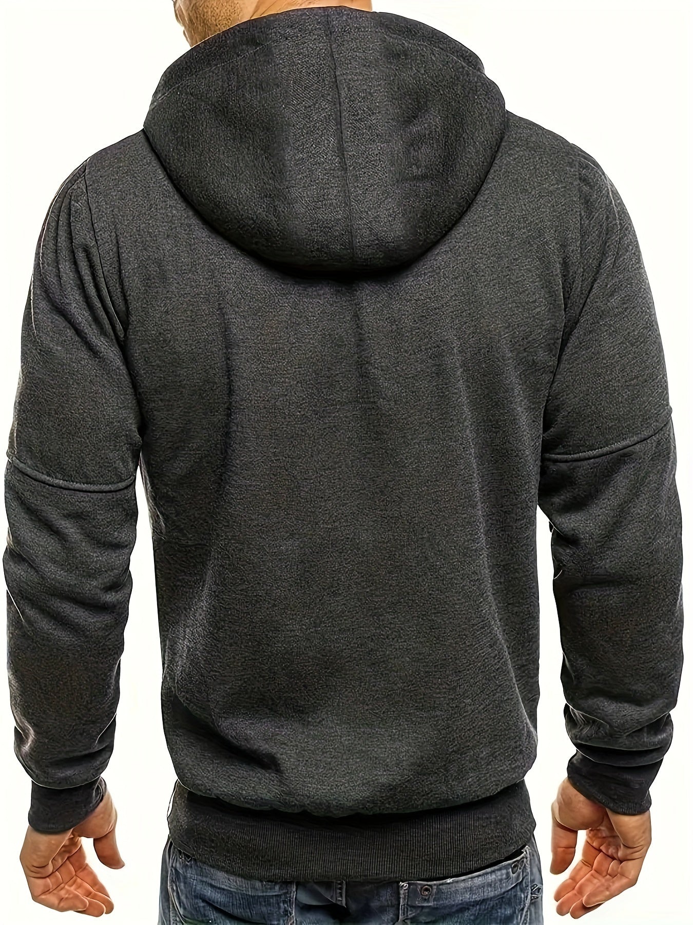 Men'S Heavyweight Hooded Jacket - Full-Zip Front Closure, Hooded Sportswear Coat for Gym, Running, Casual Outfits - Machine Washable Outerwear for Fall/Winter - Available in Black/Gray/Blue/Red/ - Ideal for Everyday & Formal Events,