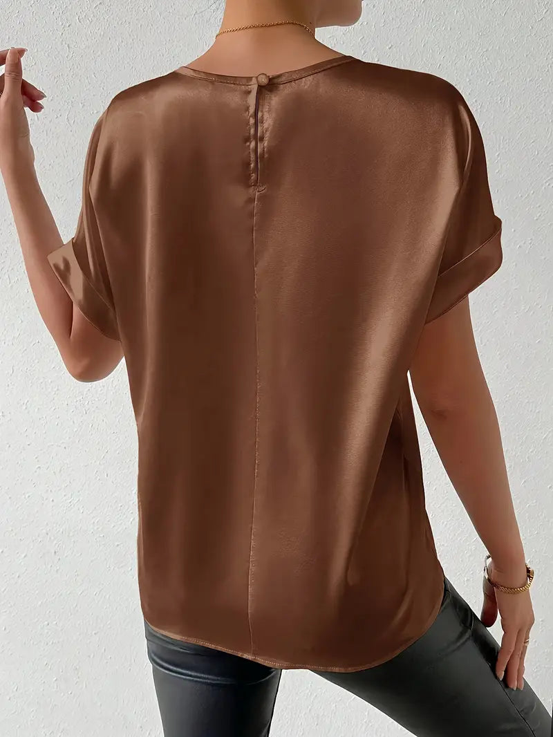 Solid Polyester Blouse Batwing