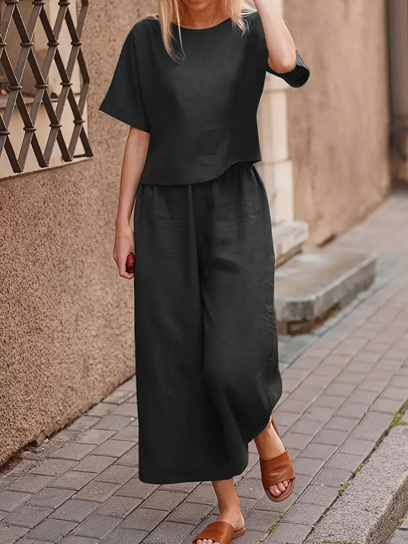 Solid Polyester Pants