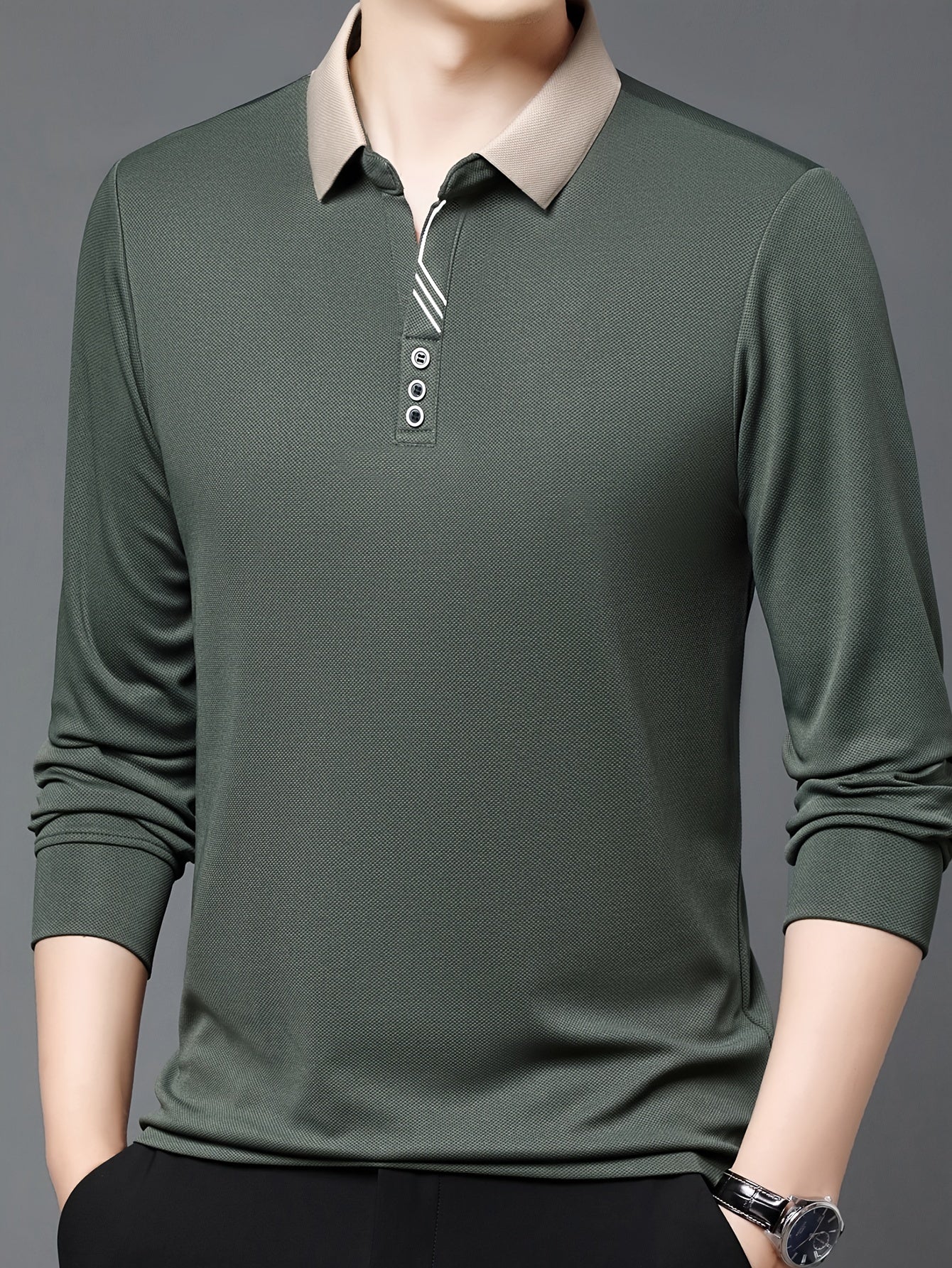 Men's Lightweight Long Sleeve Shirt - Breathable, Stretch Fabric for Golf & Business Casual Wear