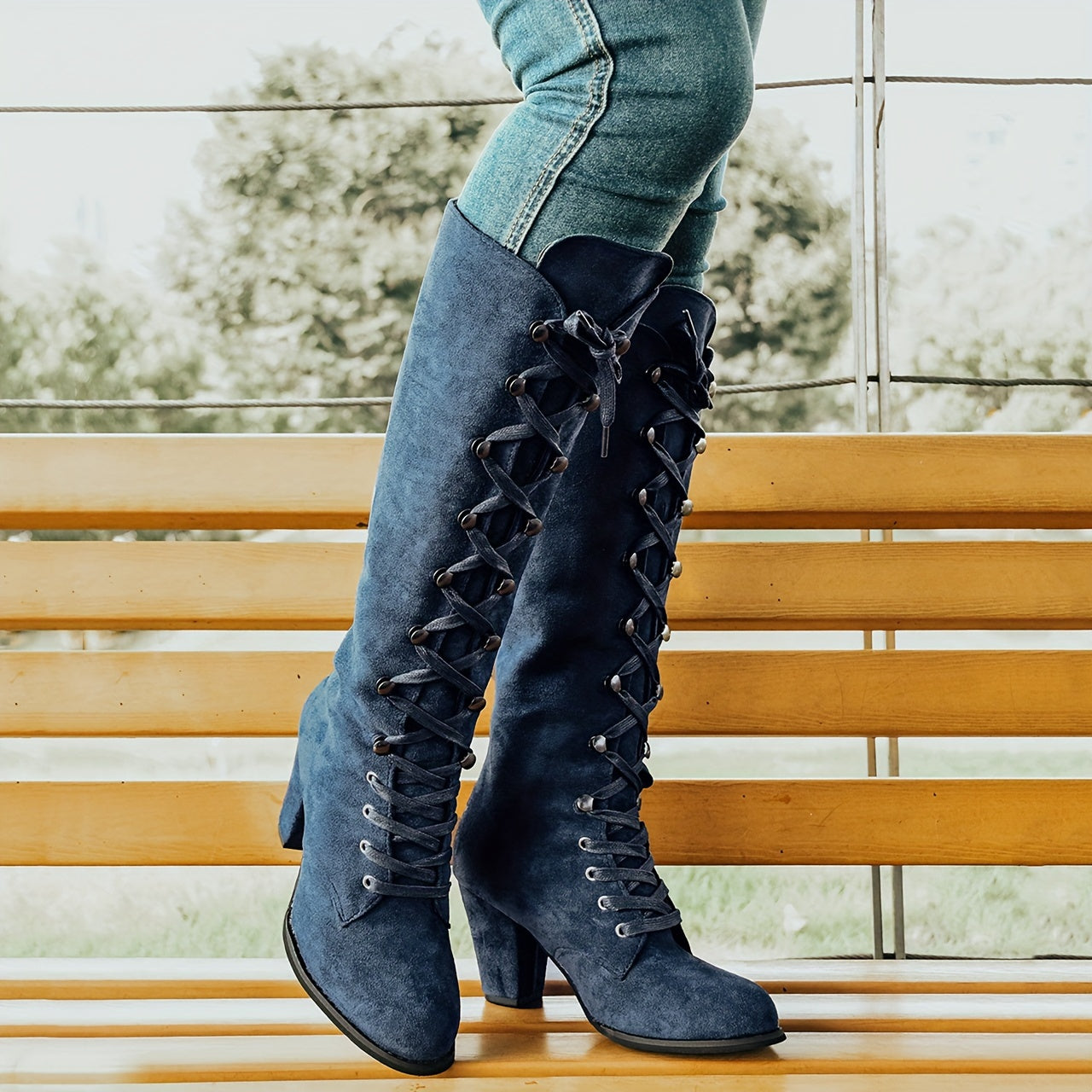 Timeless Tan Faux Suede Block Heel Boots with Block Heel