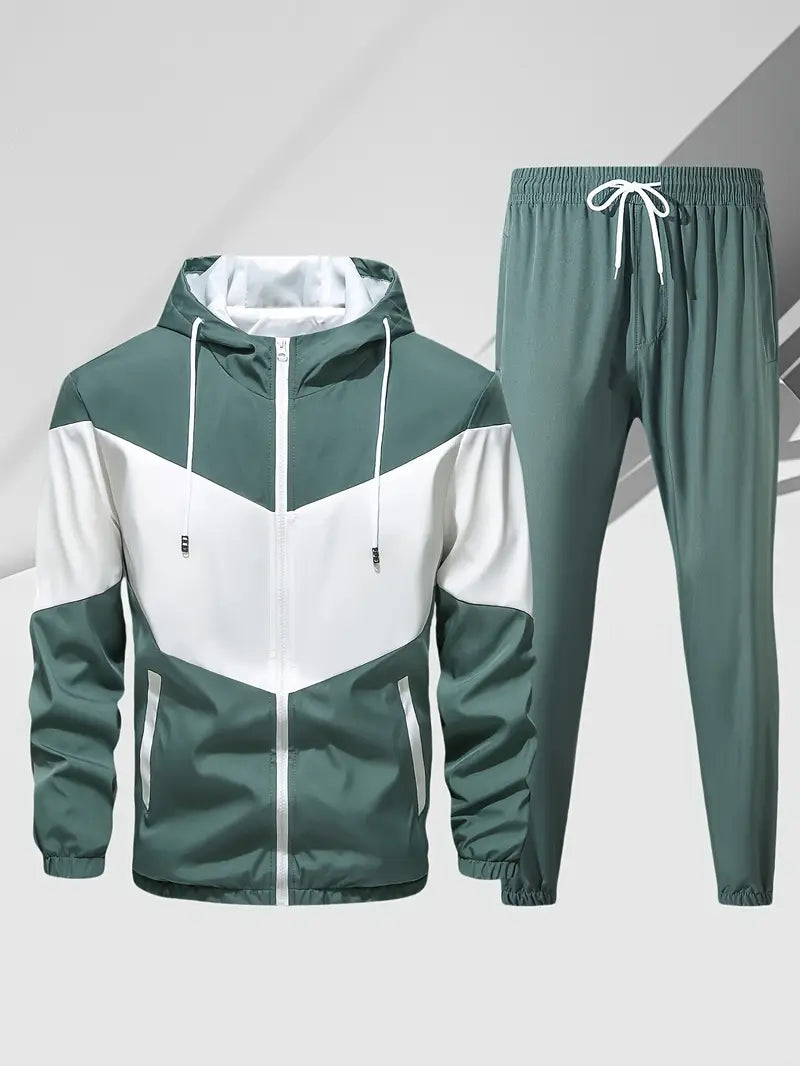 Polyester Hooded Zip 2-Piece Jacket