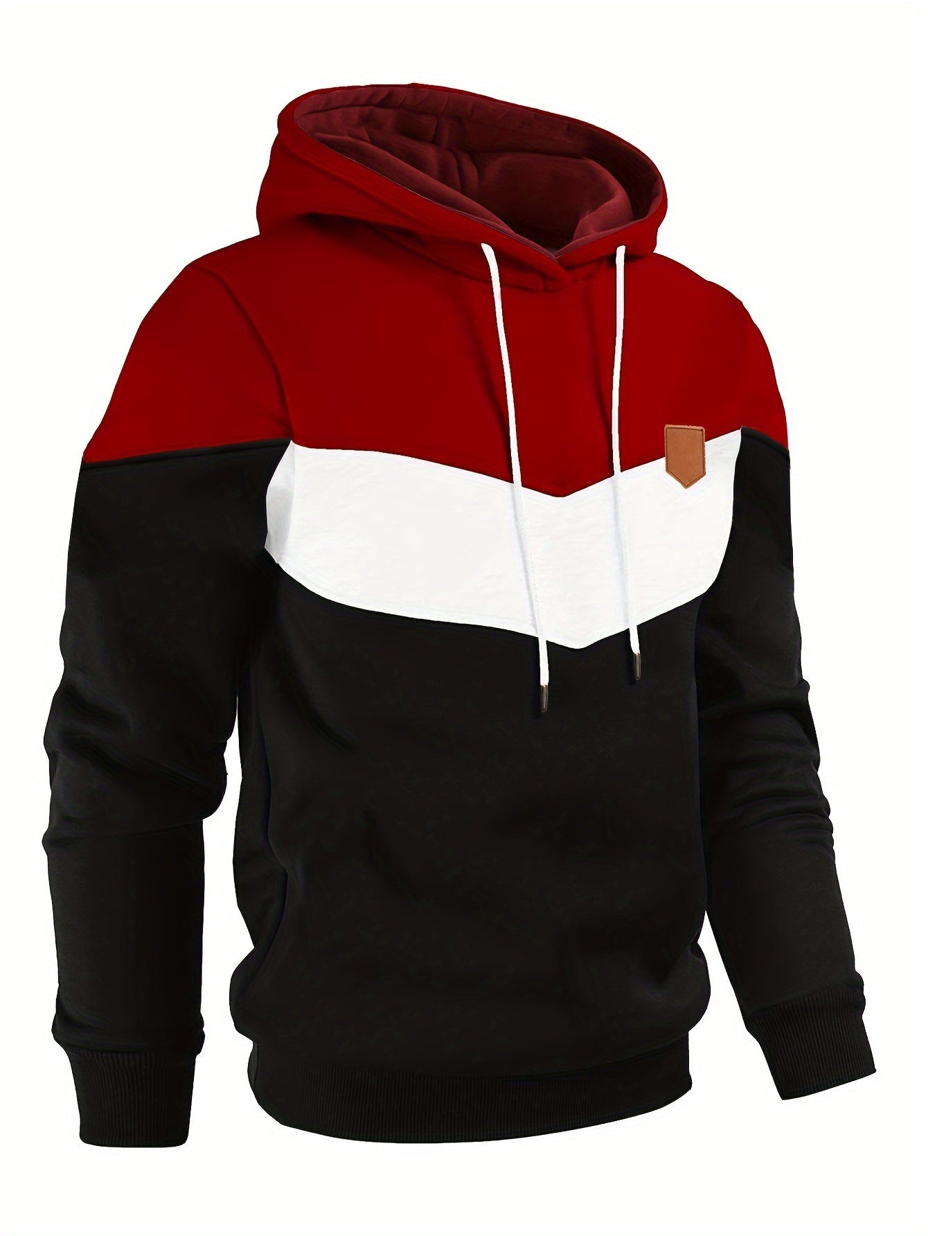 Color Block Hoodie, Cool Hoodies For Men, Men's Casual Classic Design Pullover Hooded Sweatshirt With Kangaroo Pocket Streetwear For Winter Fall, As Gift