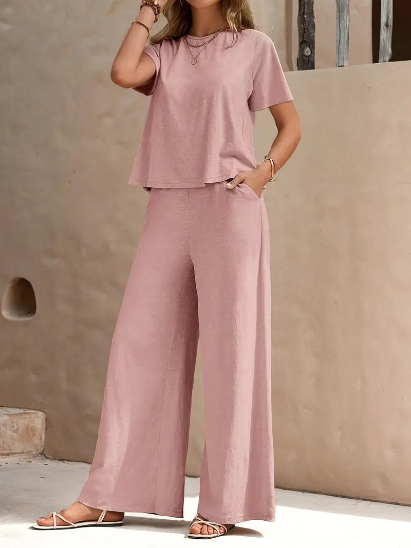 Solid Polyester Sweater 2-Piece Set