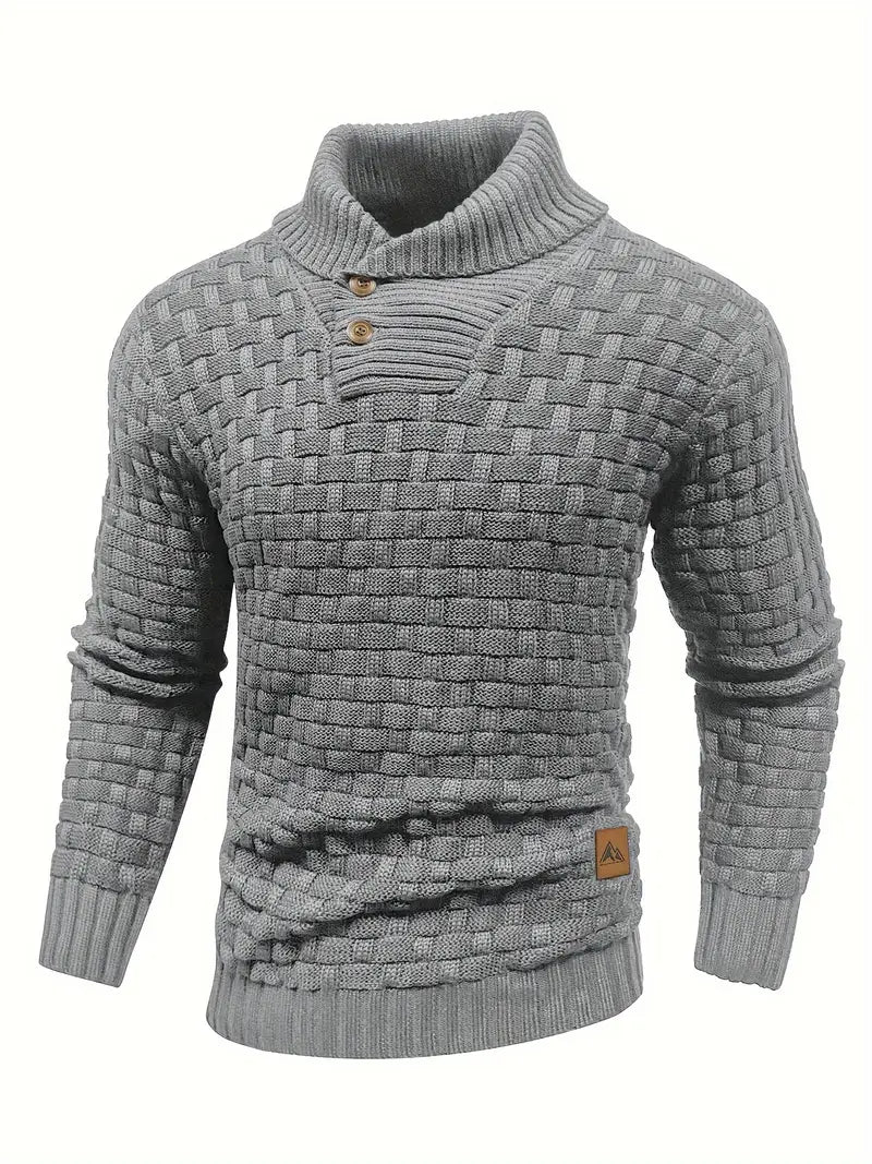 Polyester Knit Button-Up Long Sleeve Sweater