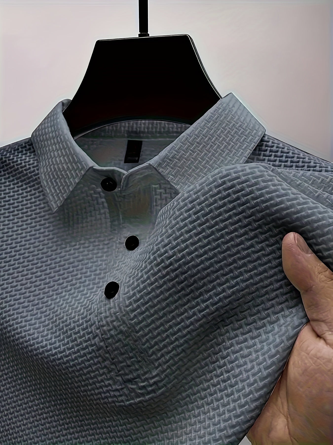 Mesh Comfy Men's Elastic Solid Short Sleeve Neck Shirt, Nylon Ice Silky Fabric Top