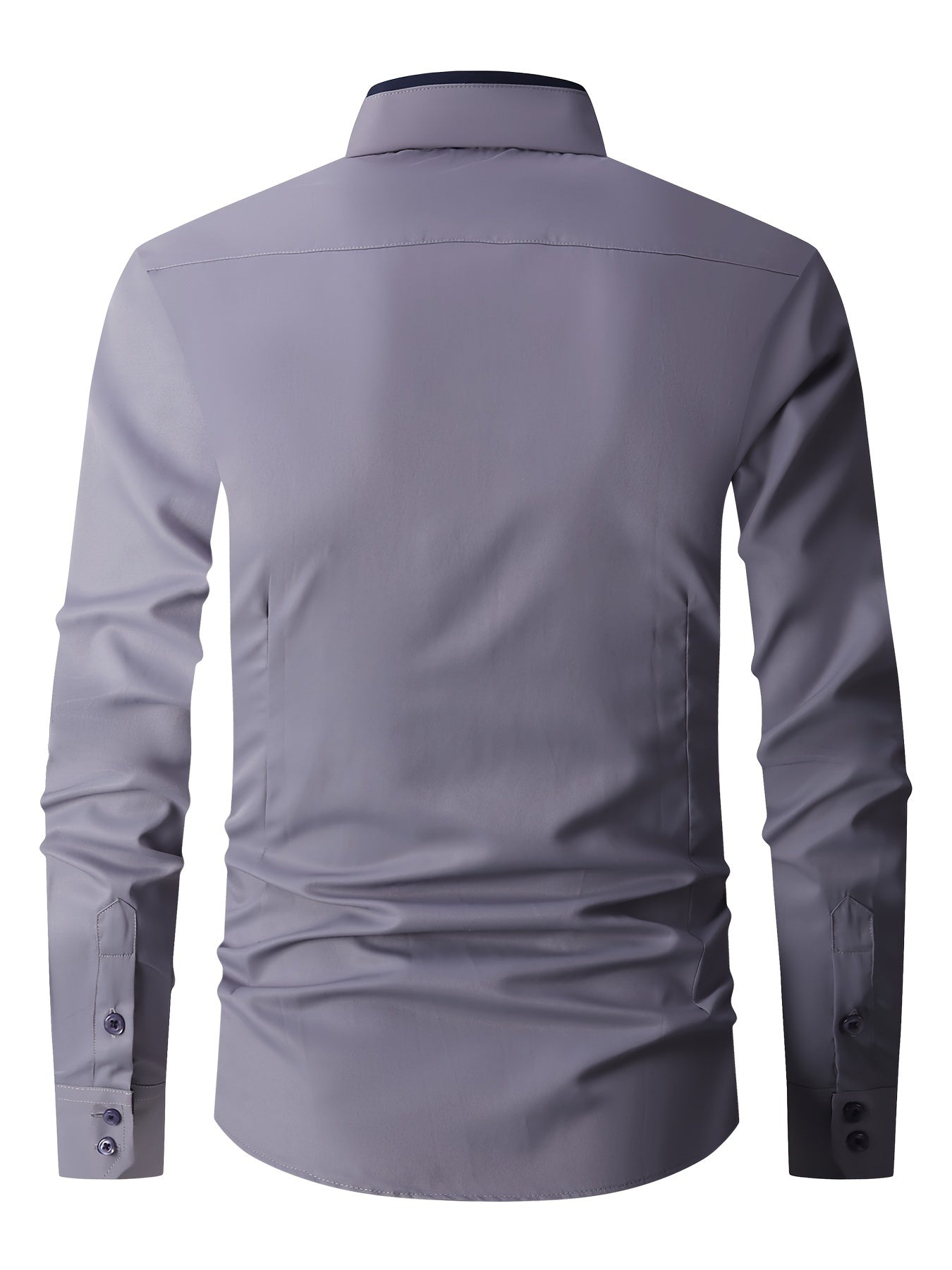 Men's Contrast Collar Design Lapel Collar Design Dress Shirts, Long Sleeve Casual Button Up Shirt For Formal Occasions