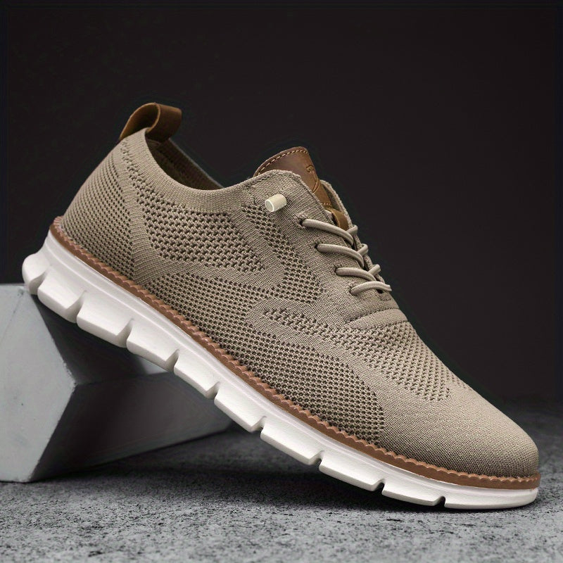 PLUS SIZE Men's Trendy Knitted Breathable Walking Shoes, Trendy Non-Slip Casual Shoes, Men's Footwear