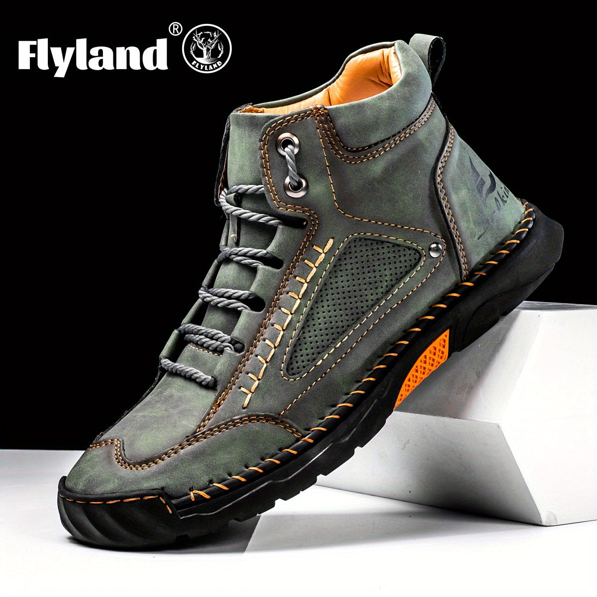 FLYLAND Premium Men's Fashion Vintage Classical Ankle Boots Handmade Chukka Boots Daily Casual Work Office Shoes