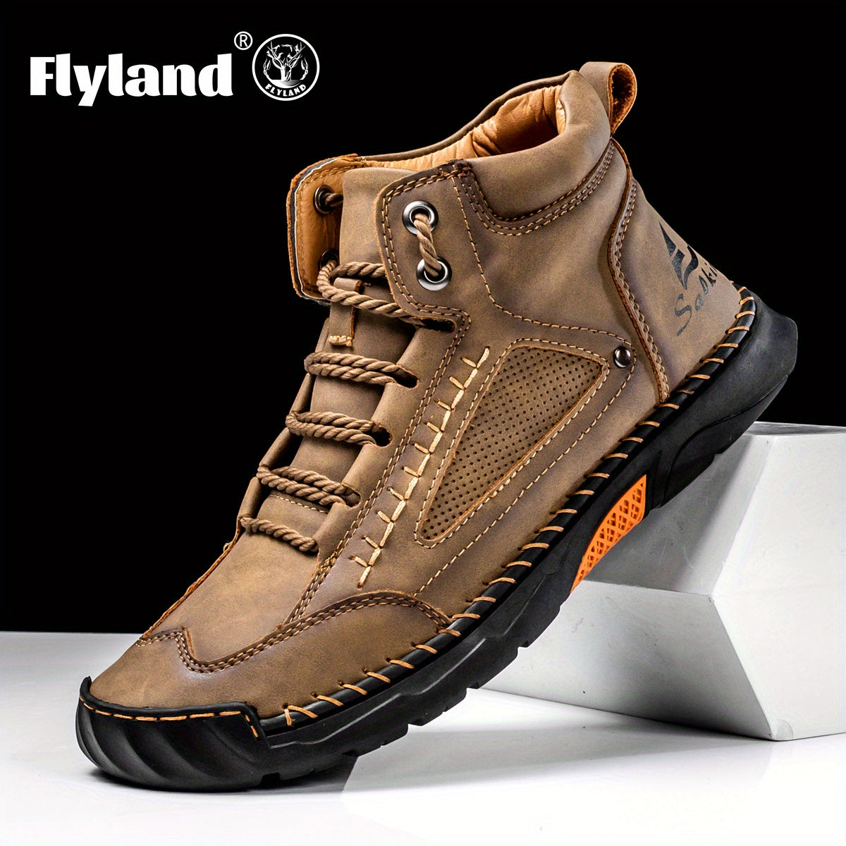 FLYLAND Premium Men's Fashion Vintage Classical Ankle Boots Handmade Chukka Boots Daily Casual Work Office Shoes