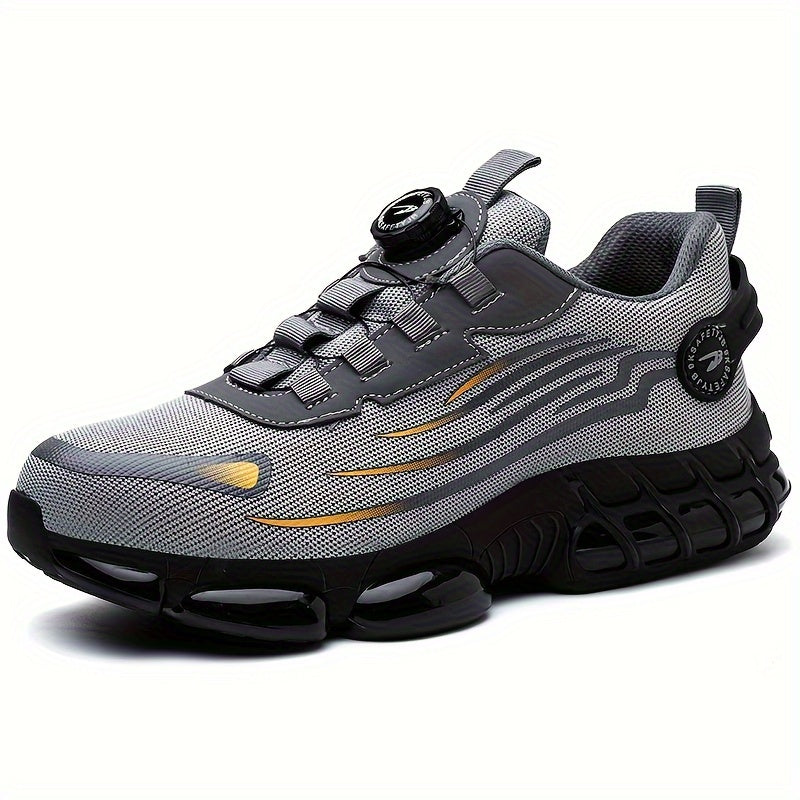 9KSAFETYWB Men'S & Women'S Breathable Mesh Shoes with Shock-Absorbing Air Cushion Sole, Durable Rubber Outsole, Lace-Up Low-Top Design for All-Season Comfort - Ideal for Work & Casual Wear, Work Shoes, Industrial Footwear, Modern Sneakers, Fabric Upper