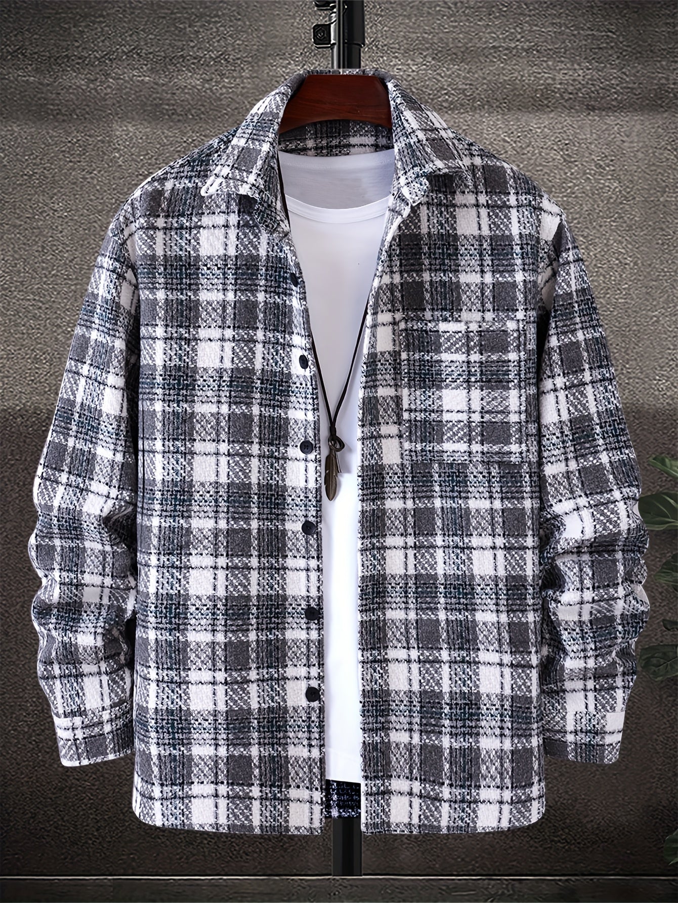 Various Pattern Men's Casual Long Sleeve Lapel Shirt, Men's Thick Outwear For Fall Winter