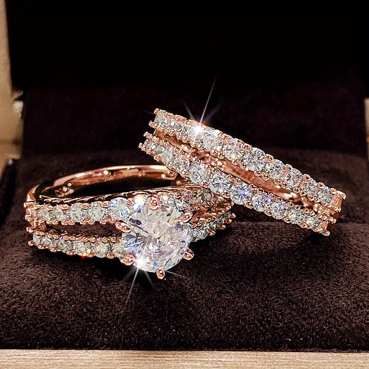 Vintage 2-Piece Ring Set with Gold-tone