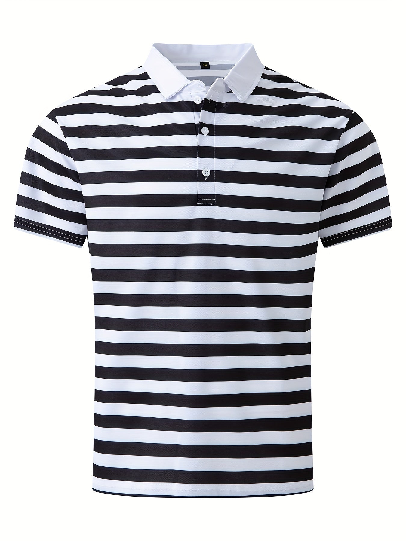Men'S Short-Sleeve Polo Shirt with Print Stripes for Casual Summer Wear.