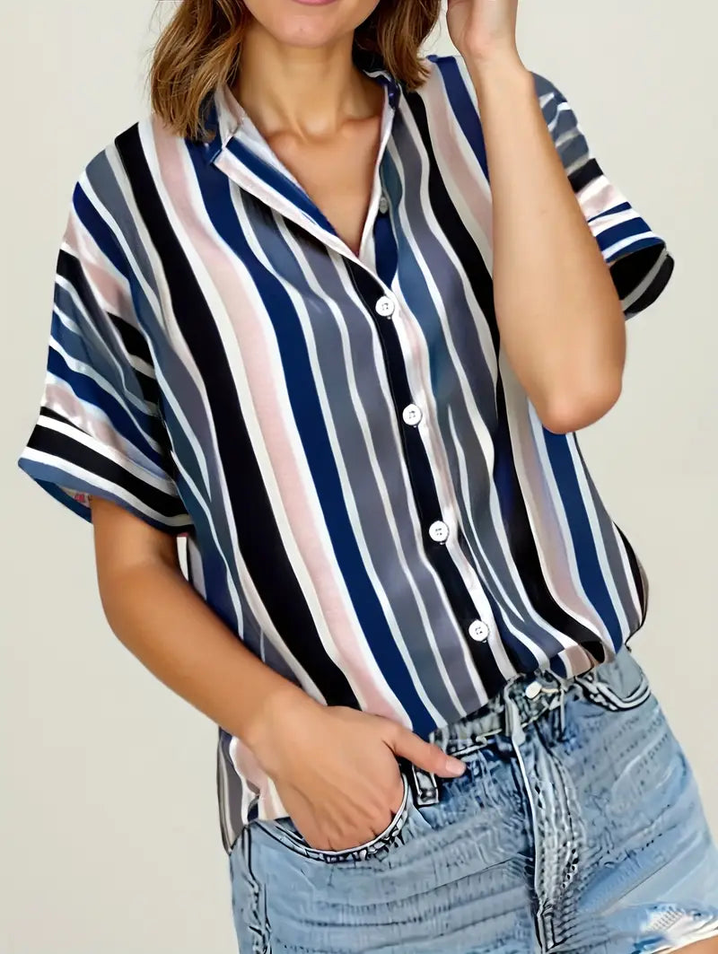 Striped Polyester Cardigan