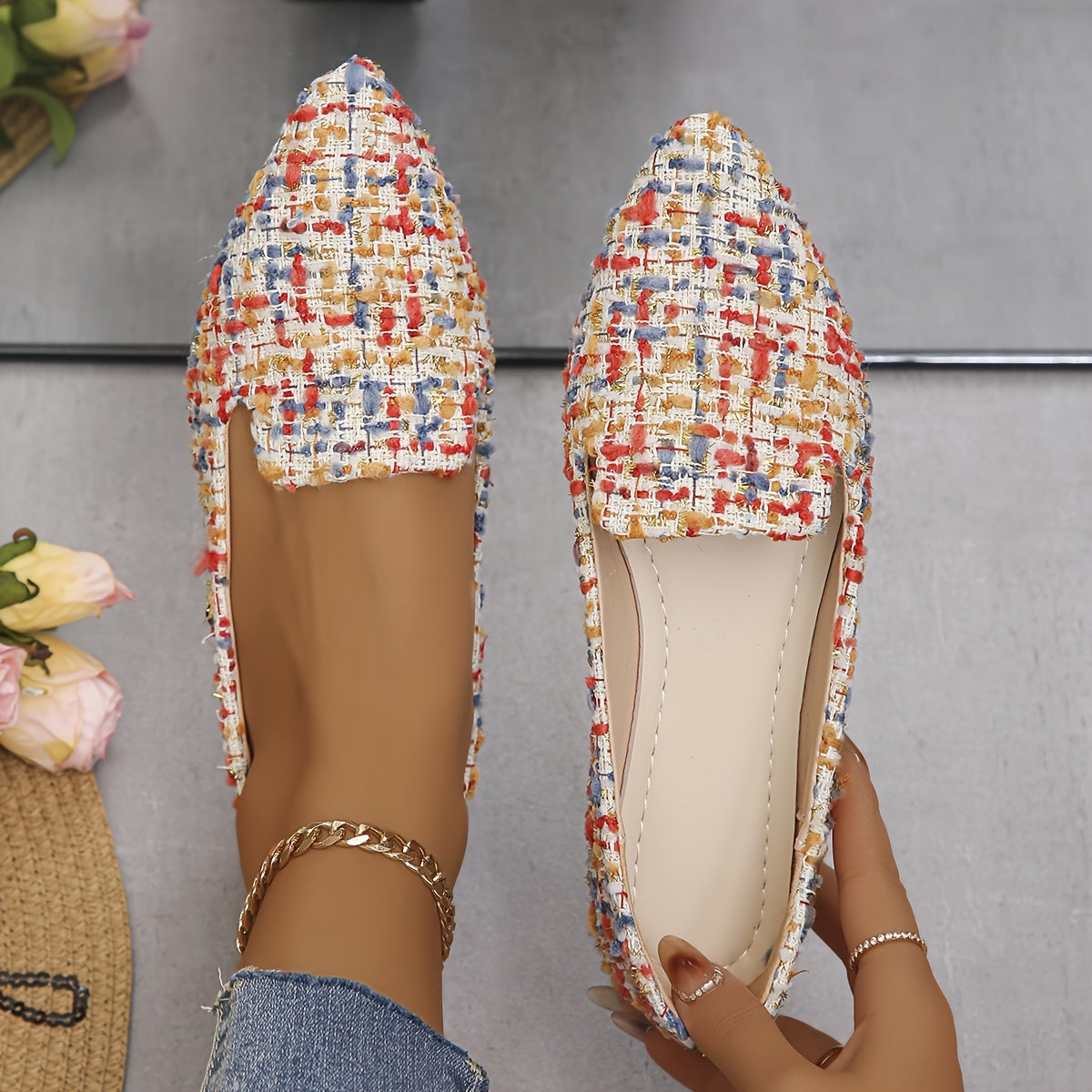 Timeless Plaid Flats with Slip-On