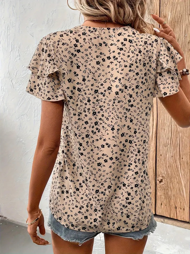 Floral Polyester Blouse Floral Print Double