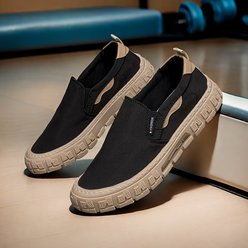 Men's Solid Casual Skate Shoes With Canvas Uppers, Breathable Non Slip Lace-up Versatile Shoes For Outdoor Casual, Men's Street Style Footwear