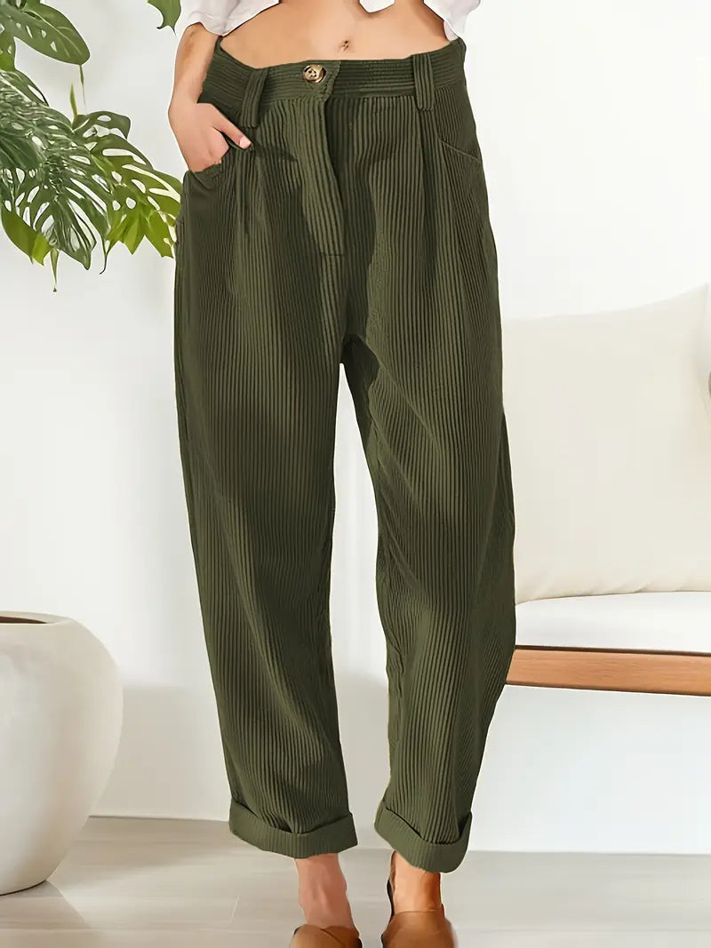 Solid Corduroy Pants Solid Color Corduroy