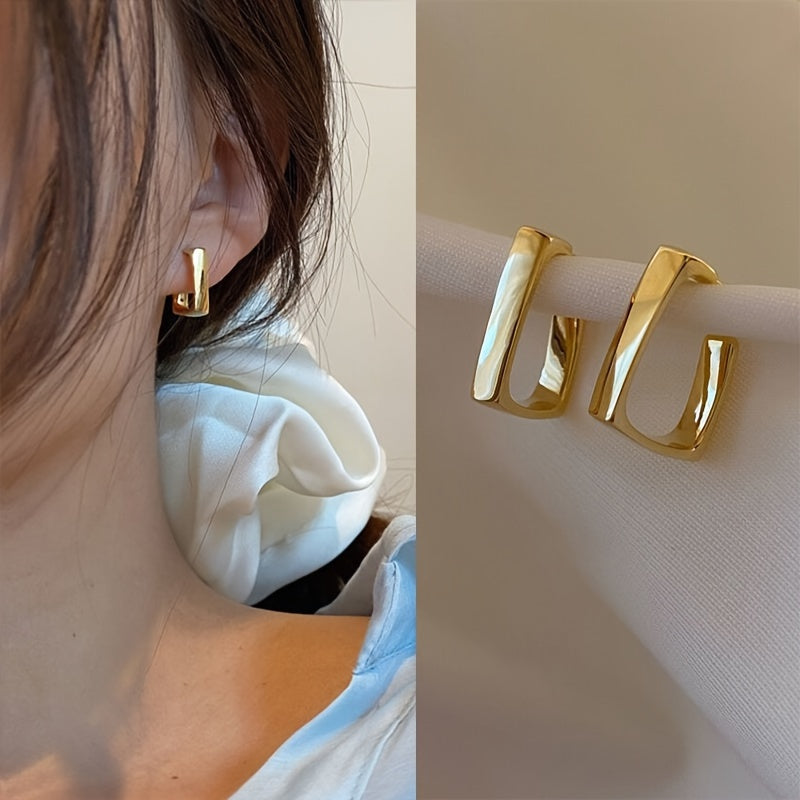 Modern Earrings with Gold-tone