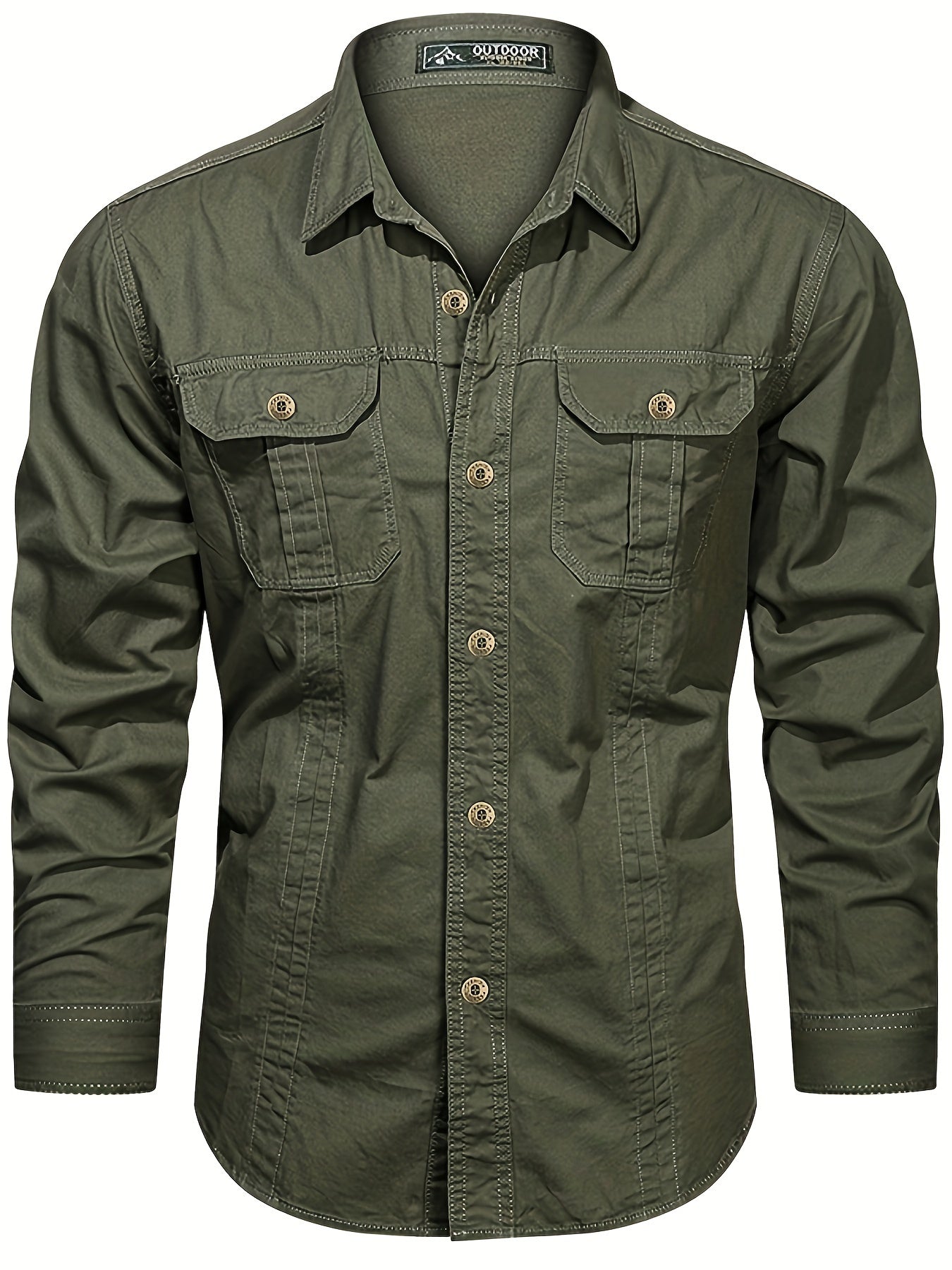Men's Heavyweight Long Sleeve Shirt - Button-Up Formal & informal Shirt in, Classic Collar, Chest Pocket - Machine Washable Work, Outdoor, Everyday Shirt for Men - Spring/Fall Essential, Outdoor Casual Wear, Nonstretch Fabric