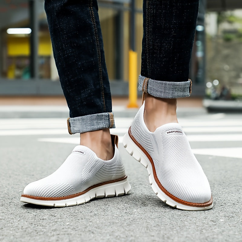 PLUS SIZE Men's Trendy Knitted Breathable Walking Shoes, Trendy Non-Slip Casual Shoes, Men's Footwear