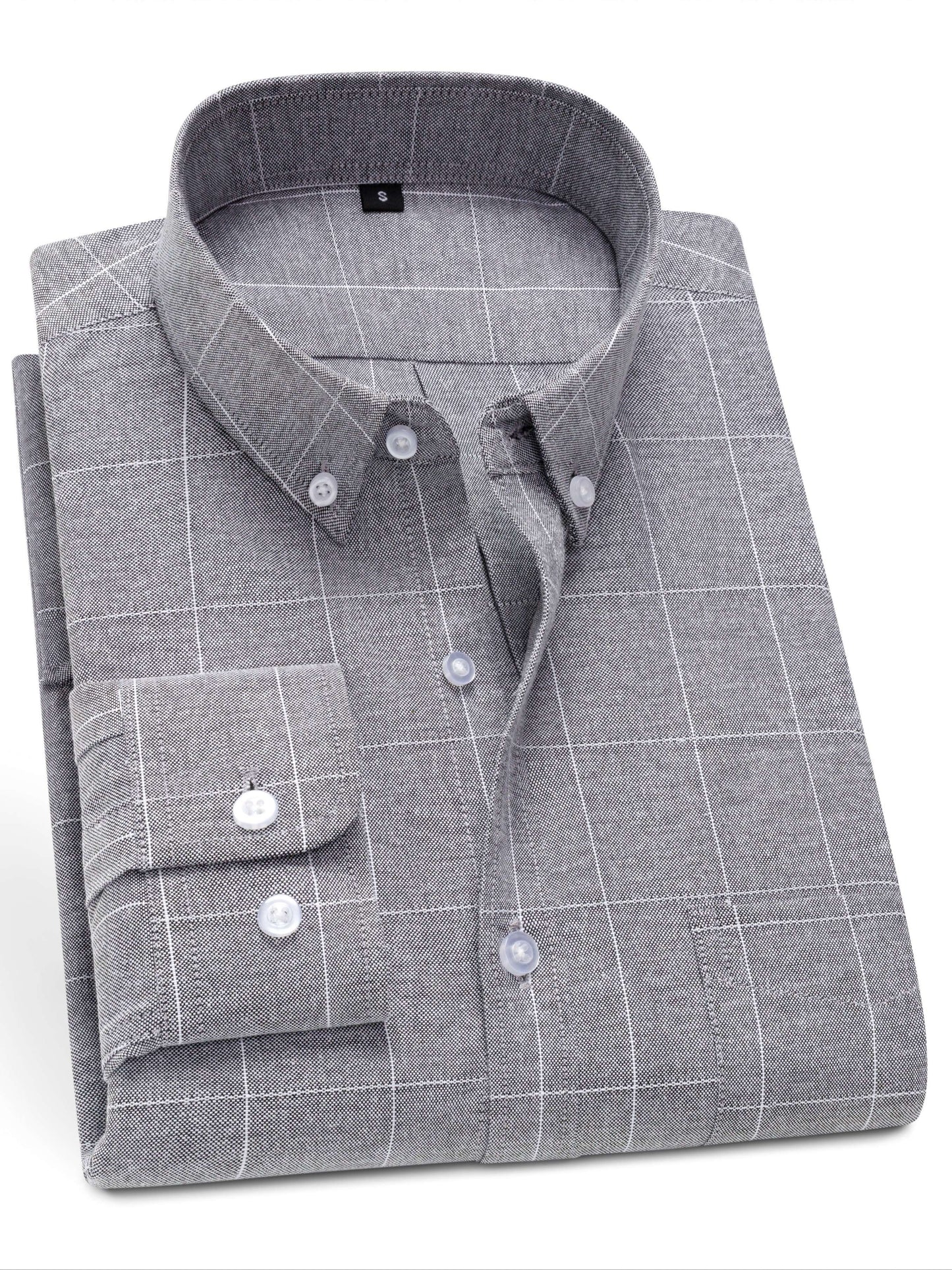 Men'S Light Blue Gingham Oxford Shirt - Casual Business Style, Button-Up with Chest Pocket, Non-Stretch Fabric, Perfect for Spring & Fall, Casual Business Attire | Gingham Pattern Shirt | Nonstretch Fabric