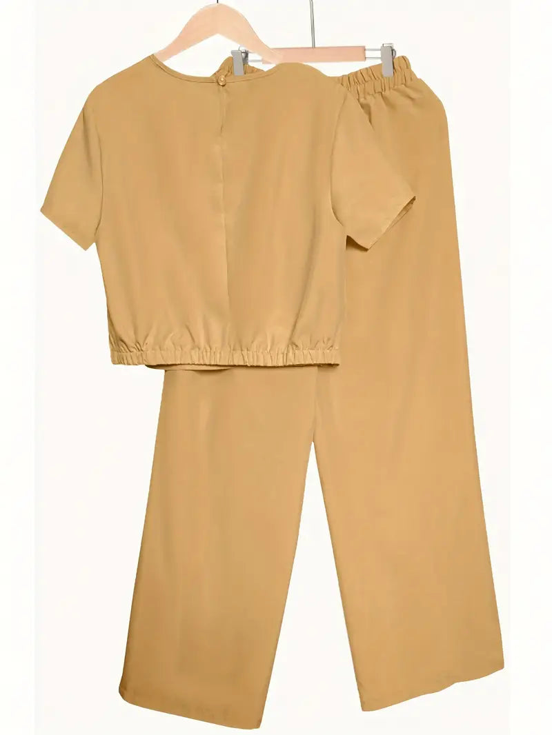 Solid Polyester Sweater 2-Piece Set