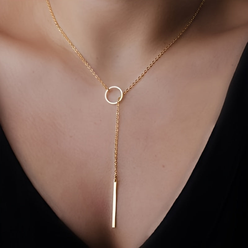 Modern Necklace with Gold-tone
