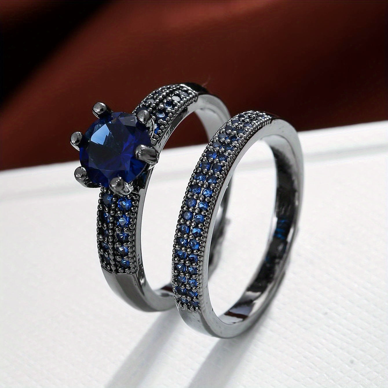 Modern 2-Piece Ring Set with Gold-tone