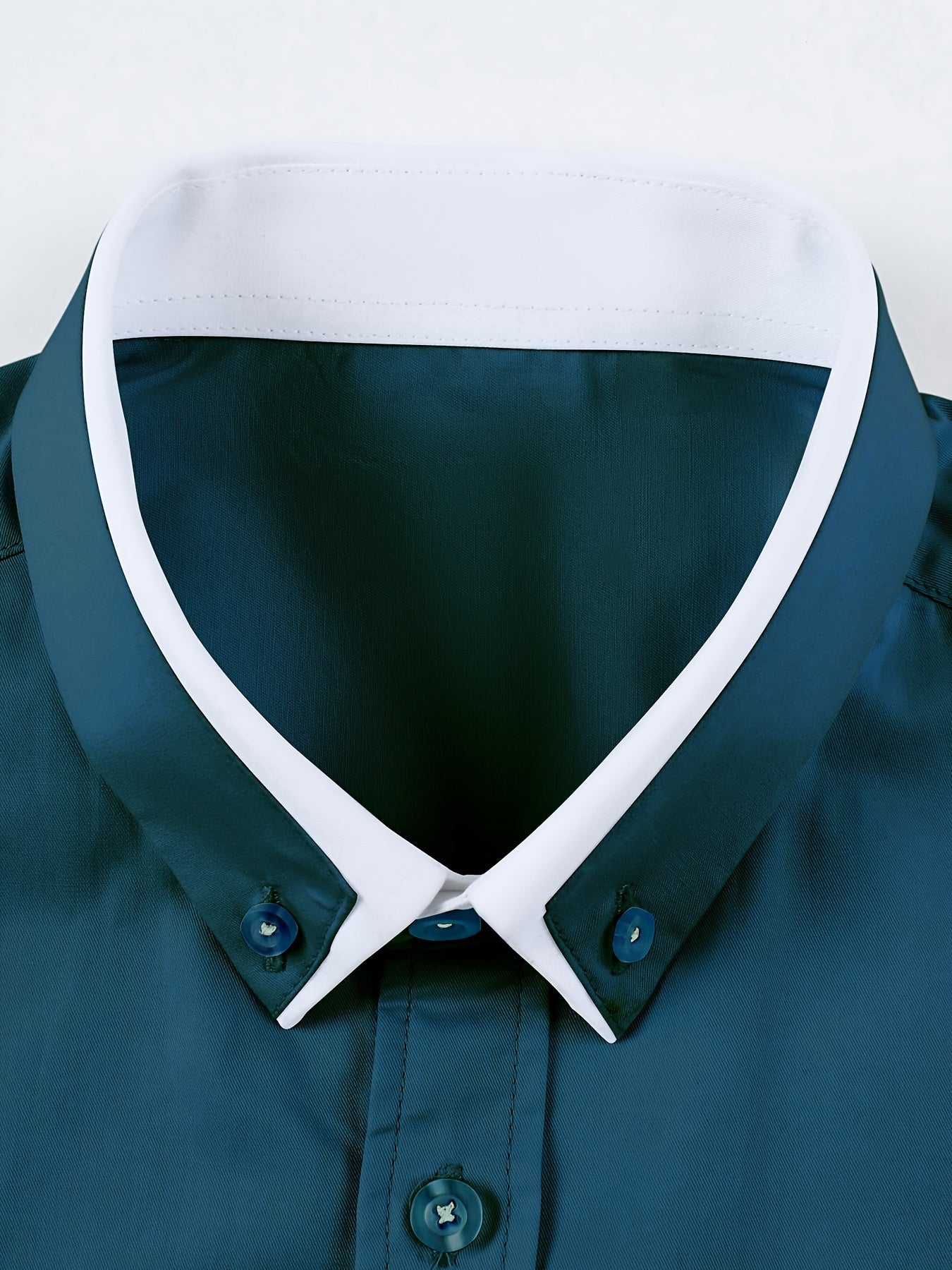 Men's Contrast Collar Design Lapel Collar Design Dress Shirts, Long Sleeve Casual Button Up Shirt For Formal Occasions