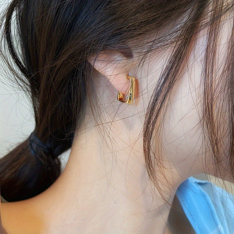 Modern Earrings with Gold-tone