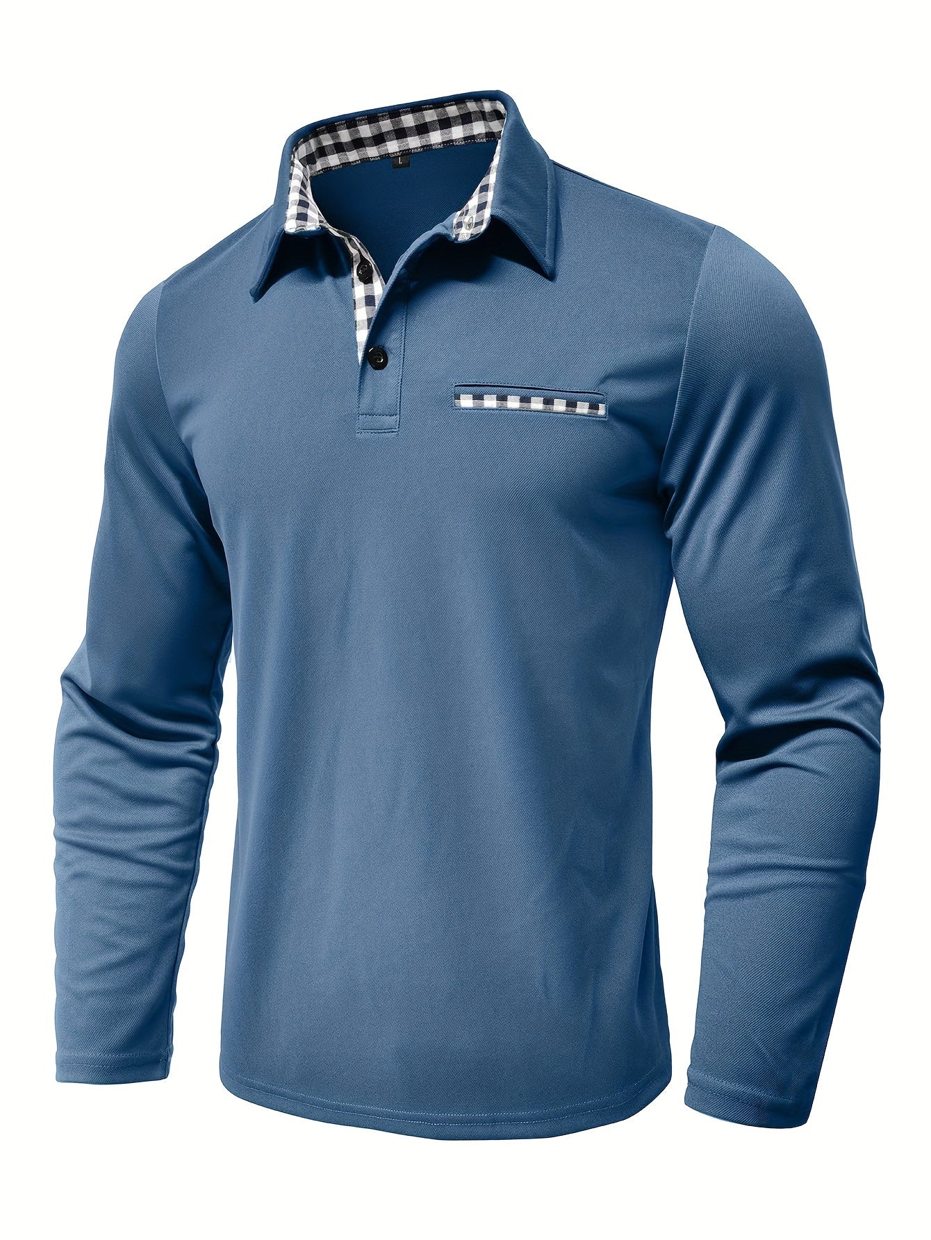 2024 Fall Casual Men'S Long Sleeve Polo Shirt with Color Block Design, Polyester Knit Fabric, Regular Fit, Half Placket, and Slight Stretch