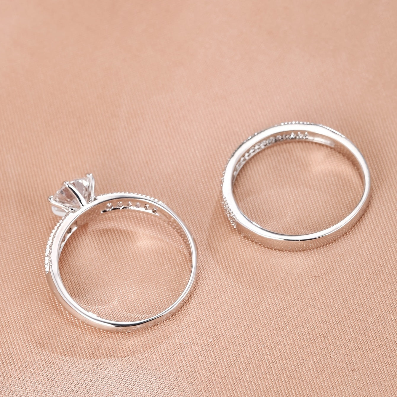 Modern 2-Piece Ring Set with Gold-tone